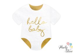 Салфетки Бебешки гащеризон - Hello Baby бял 16x16см (1 пкт. / 20 бр.)