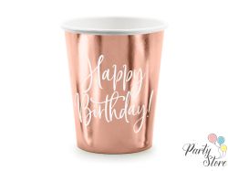 Хартиени чаши Happy Birthday! розово злато 260мл  (1 пкт. / 6 бр.)