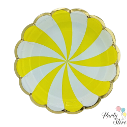 Xартиена чиния жълт бонбон 7" (1 пакет / 8 броя) | PartyStore.bg