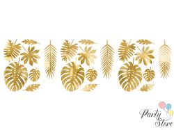 Декорации Aloha - Тропически листа, златни (1 пкт. / 21 бр.)