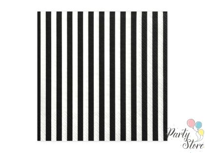 Салфетки Stripes черни 33 x 33 см (1 пкт. / 20 бр.)