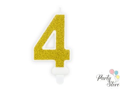 Свещ за рожден ден Номер 4 златна 7см