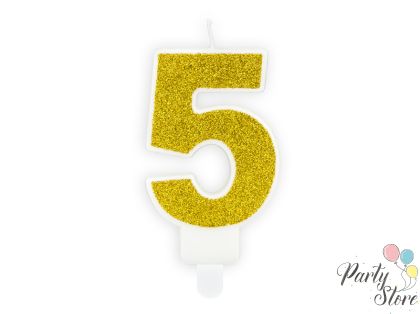 Свещ за рожден ден Номер 5 златна 7см