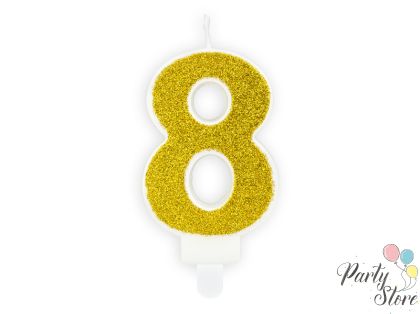 Свещ за рожден ден Номер 8 златна 7см