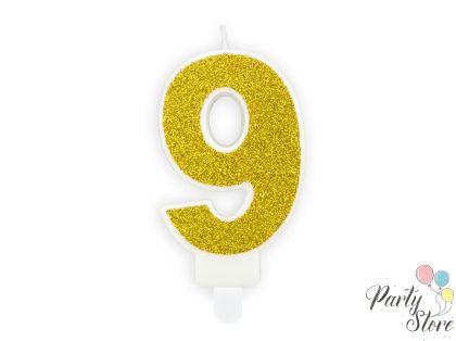 Свещ за рожден ден Номер 9 златна 7см
