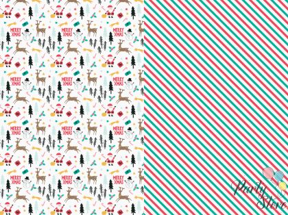 Опаковъчна хартия Merry Xmas микс 70x200cm (1 пкт. / 2 бр.)