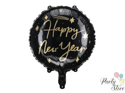 Фолиев балон Happy New Year 45 см черен