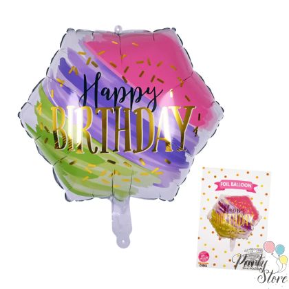 Фолиев балон Happy birthday звезда шарена 46 см.
