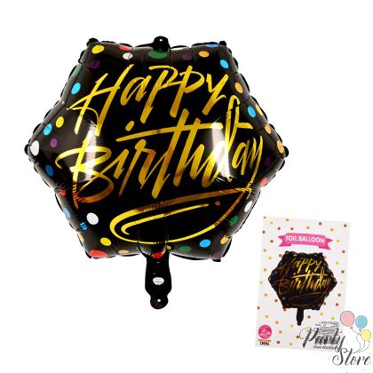 Фолиев балон Happy birthday звезда черна 46 см.