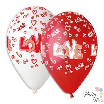 Балони с печат Love 30 см. (1 пкт./ 5 бр.)
