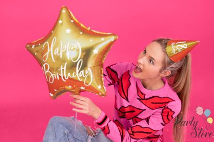 Фолиев балон Happy Birthday, 40 см, златен