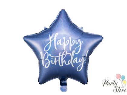 Фолиев балон Happy Birthday, 40см, тъмносин