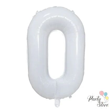 Фолиев балон цифра "0" бял 102 см. 