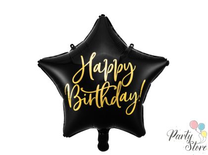 Фолиев балон Happy Birthday, 40см, черен