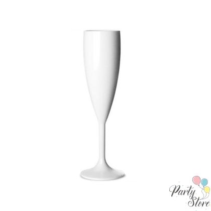 Поликарбонатна чаша за шампанско бяла 180мл
