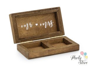 Дървена кутия за сватбени халки, 10x5,5 см