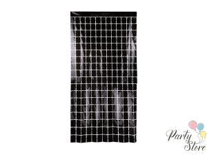 Парти завеса с квадратен ефект – черна, 100 x 200 см