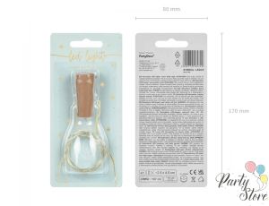 Коркова тапа за бутилка с LED светлини, топло бяло, 197 см
