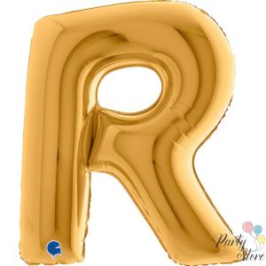Фолиев балон буква „R“ 40 инча / 102 см – златен