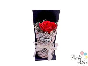 Букет в кутия със сапунена роза Fashion , 21см x10см, Red