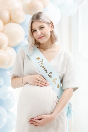 Лента (шарф) Mom to be (Бъдеща мама), светло тюркоазена (тип Тифани), 75 см