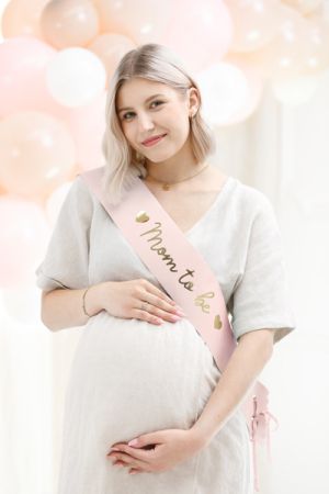 Лента (шарф) Mom to be (Бъдеща мама), бледорозова, 75 см