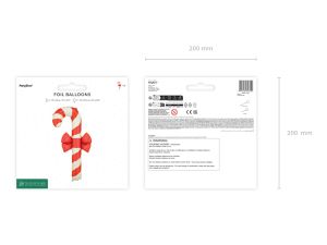 Фолиев балон Захарно бастунче с панделка, 70x131,5 см, бежово и червено