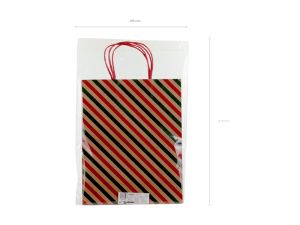 Подаръчни торбички Райета и панделки, 26x32,5x12 см, крафт хартия (1 пкт. / 6 бр.)