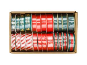 Комплект коледни панделки, 1,5–2,5x300 см, различни дизайни (1 пкт. / 24 бр.)