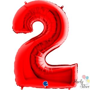 Фолиев балон цифра ''2'' 102 см червена
