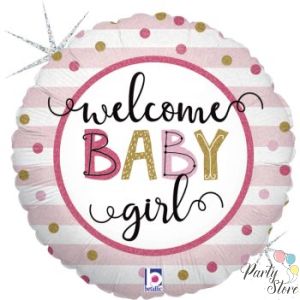 Фолиев балон Welcome baby girl 46 см розов