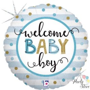 Фолиев балон Welcome baby boy 46 см син
