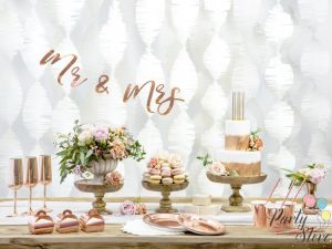 Кръгли хартиени чинии - розово злато 23 см (1 брой / 6 броя) 