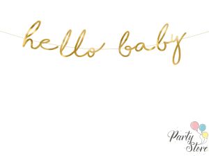 Банер Little Star - Hello Baby златен 18x70см