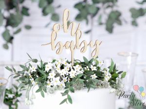 Дървен топер Oh baby 17см