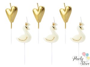Свещи за рожден ден Lovely Swan микс 3,5-4см  (1 пкт. / 6 бр.)
