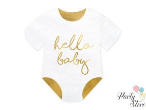 Салфетки Бебешки гащеризон - Hello Baby бял 16x16см (1 пкт. / 20 бр.)