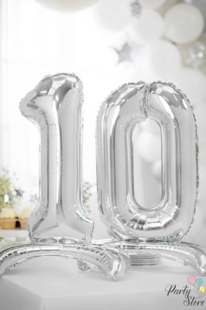 Фолиев балон стоящ цифра ''0'' 70см сребрист
