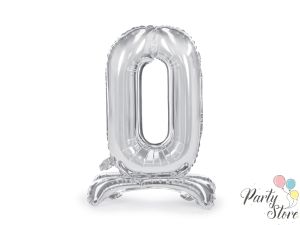 Фолиев балон стоящ цифра ''0'' 70см сребрист