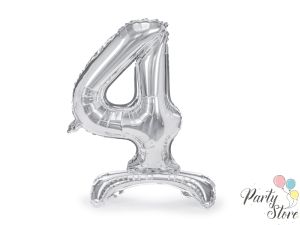 Фолиев балон стоящ цифра ''4'' 70см сребрист