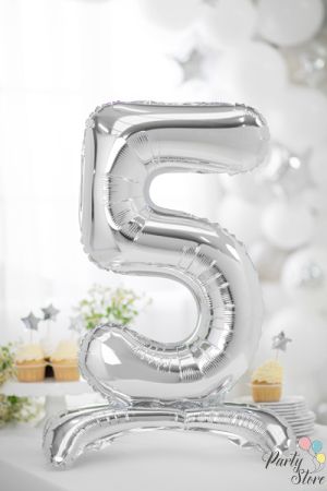 Фолиев балон стоящ цифра ''5'' 70см сребрист