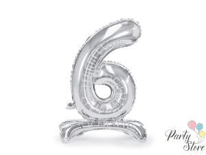 Фолиев балон стоящ цифра ''6'' 70см сребрист