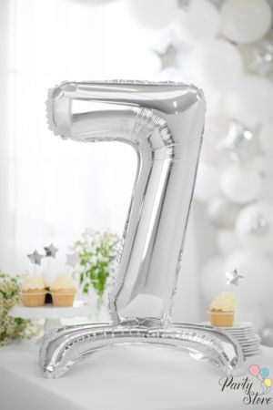 Фолиев балон стоящ цифра ''7'' 70см сребрист