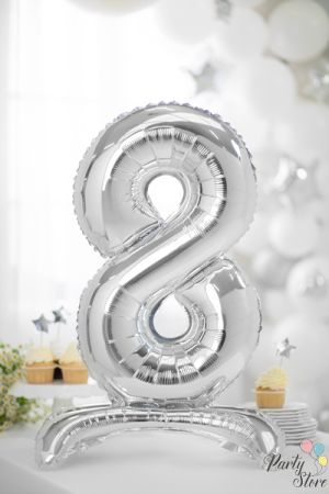 Фолиев балон стоящ цифра ''8'' 70см сребрист