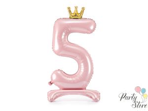 Фолиев балон стоящ цифра ''5'' 84 см светло розов