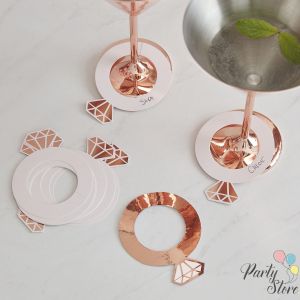 Маркер за чаша пръстен розово злато 8x10cm (1 пкт. / 10 бр.)