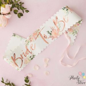Лента за моминско парти Floral Bride to Be 10х75см