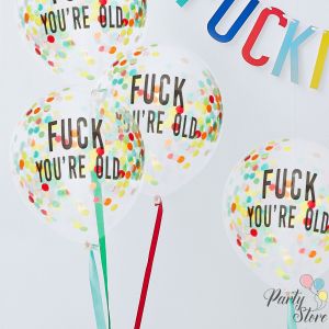 Балони с конфети Fuck You're Old 12" (1 пкт. / 5 бр.)