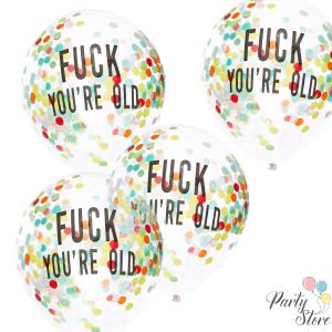 Балони с конфети Fuck You're Old 12" (1 пкт. / 5 бр.)