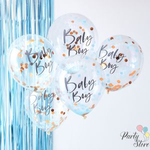 Балони Baby Boy Baby Shower Confetti сини 12" (1 пкт. / 5 бр.)